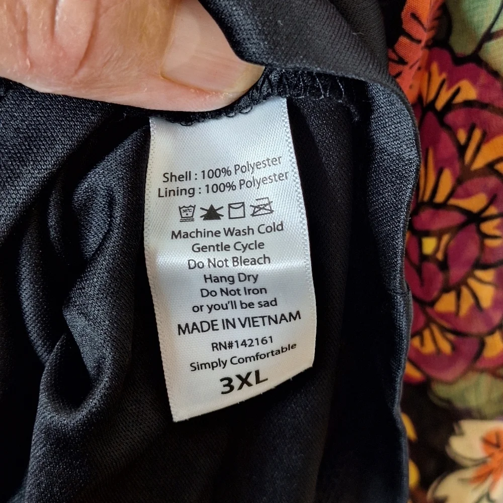 LuLaRoe Womens Lola Pull On Lined Midi Skirt 3XL‎ Black Purple Green Floral New